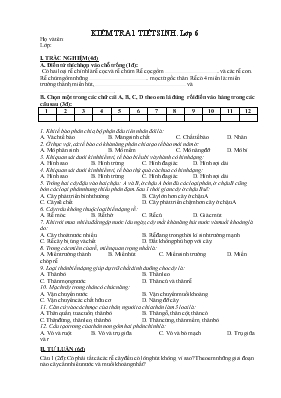 Kiểm tra 1 tiết sinh. lớp 6